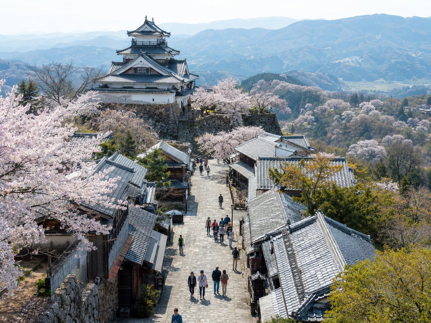 桜と城下町を訪れる観光客|観光施設・地域のインバウンドPR動画制作